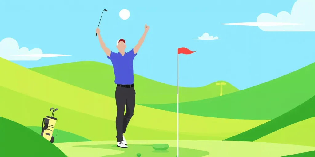 Golfer celebrating on the green