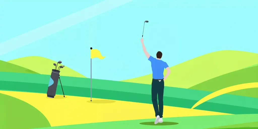 Golfer raising club on the course